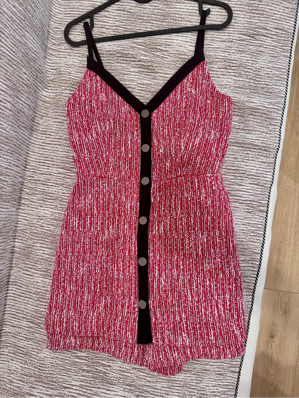 Maje Red Tweed Bouclé Romper Playsuit Tagged Size 1
